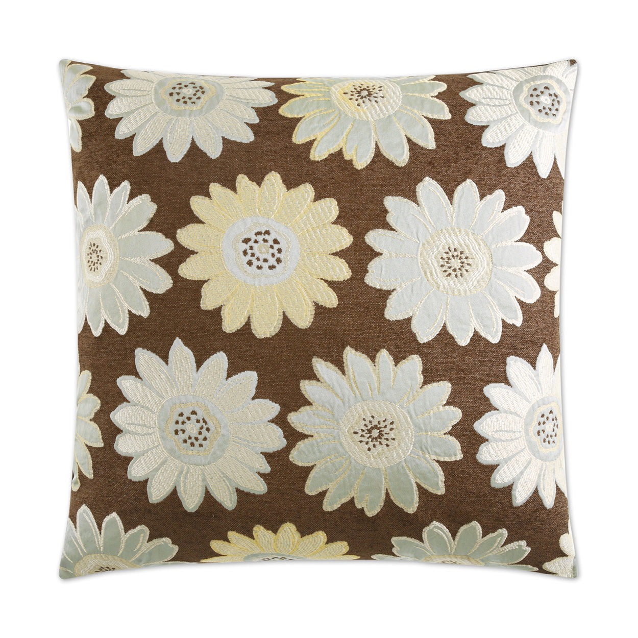D.V. KAP HOME   24" x 24" Daisy May Pillow - Aqua Floral    - 2033-A-2424