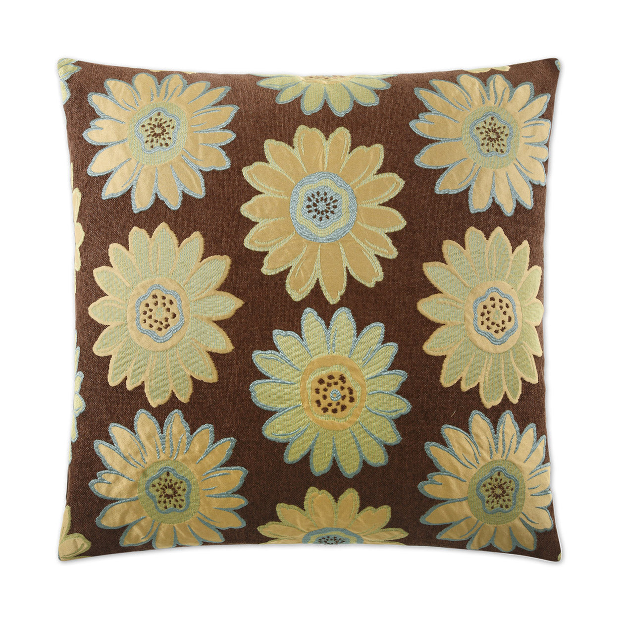 D.V. KAP HOME   24" x 24" Daisy May Pillow - Green Floral    - 2033-G-2424