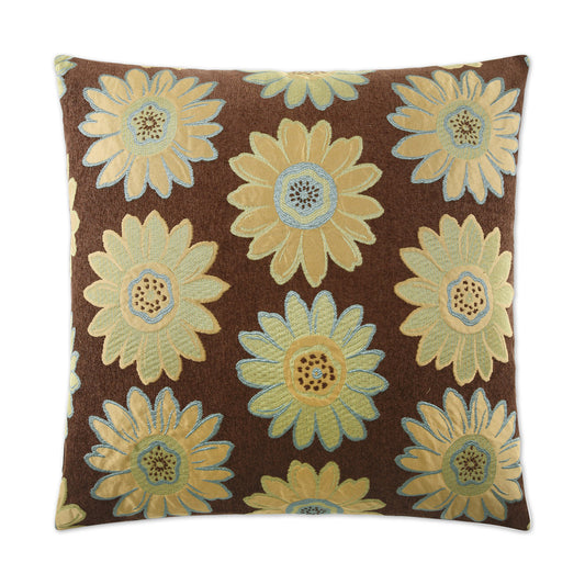 D.V. KAP HOME   24" x 24" Daisy May Pillow - Green Floral    - 2033-G-2424