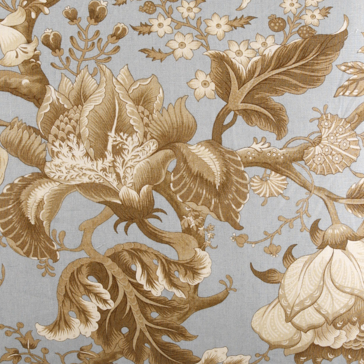 D.V. KAP HOME 2047-A-YARD Dennehy Fabric - Aqua Traditional, Floral  Brown   - Dennehy