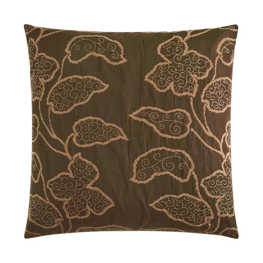 D.V. KAP HOME   24" x 24" Lyric Pillow - Chocolate Floral    - 2049-C-2424