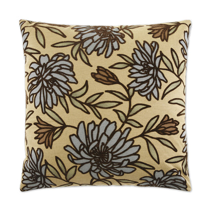 D.V. KAP HOME   24" x 24" Montague Pillow - Aqua Floral    - 2051-A-2424
