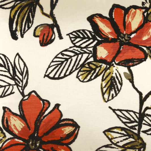 D.V. KAP HOME 2054-E-YARD Trixie Fabric - Ebony Floral  Red   - Trixie