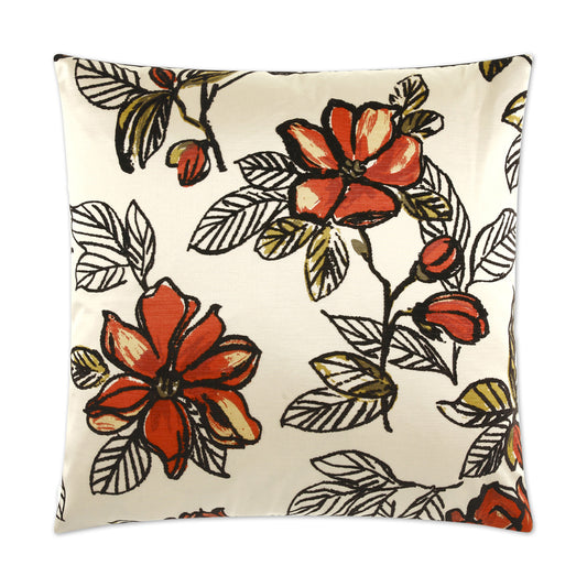 D.V. KAP HOME   24" x 24" Trixie Pillow - Ebony Floral    - 2054-E-2424