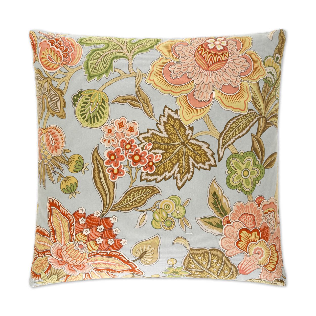 D.V. KAP HOME   24" x 24" Augustus Pillow - Aqua Floral    - 2056-A-2424