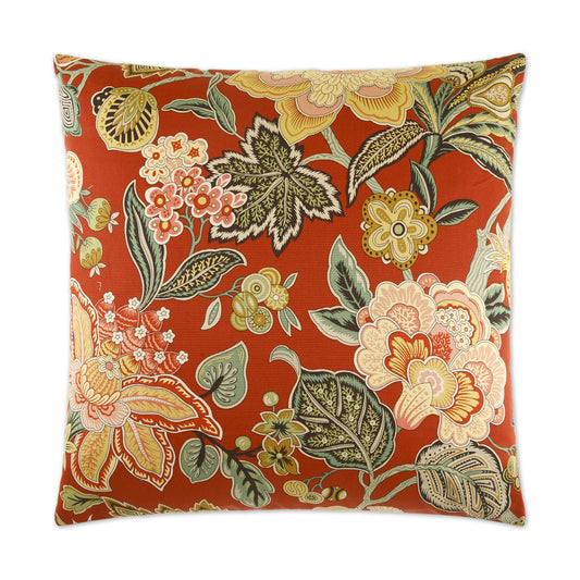 D.V. KAP HOME   24" x 24" Augustus Pillow - Red Floral    - 2056-R-2424