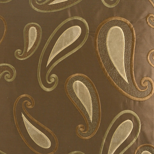 D.V. KAP HOME 2065-B-YARD Terme Fabric - Brown Embroidery, Traditional  Brown   - Terme