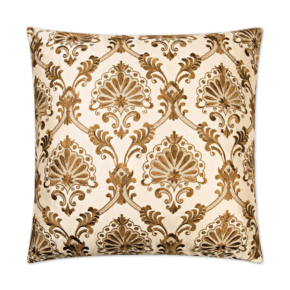 D.V. KAP HOME   24" x 24" Tavoos Pillow - Cream Embroidery, Traditional    - 2066-C-2424