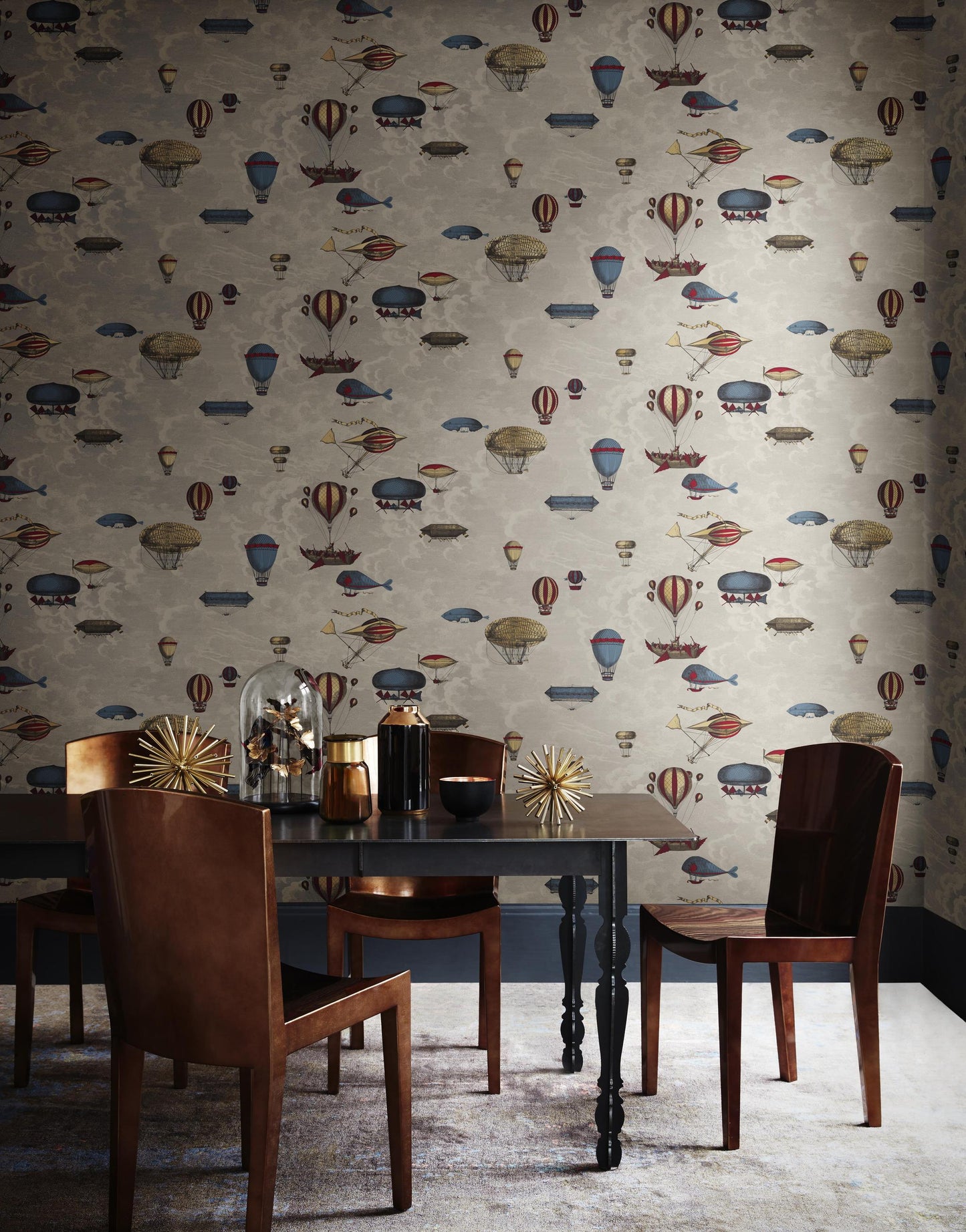 Cole & Son - Macchine Volanti Stone/Rouge/Blue (114/10020-CS) Wallpaper