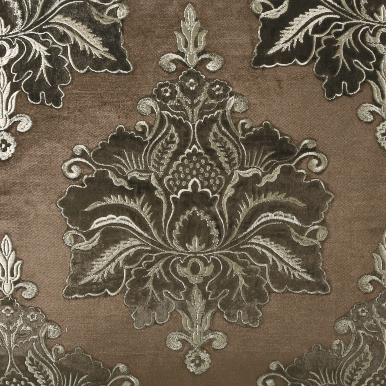 D.V. KAP HOME   24" x 24" Taj Mahal Pillow - Brown Embroidery, Traditional    - 2079-B-2424