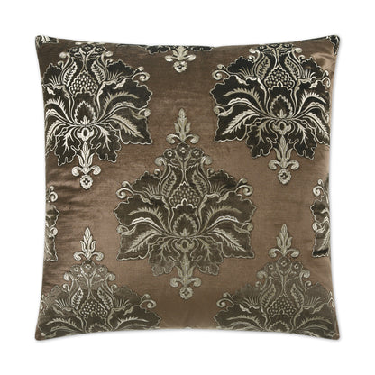 D.V. KAP HOME   24" x 24" Taj Mahal Pillow - Brown Embroidery, Traditional    - 2079-B-2424