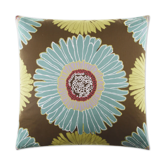 D.V. KAP HOME   24" x 24" Sunshine Pillow - Aqua Floral    - 2085-A-2424