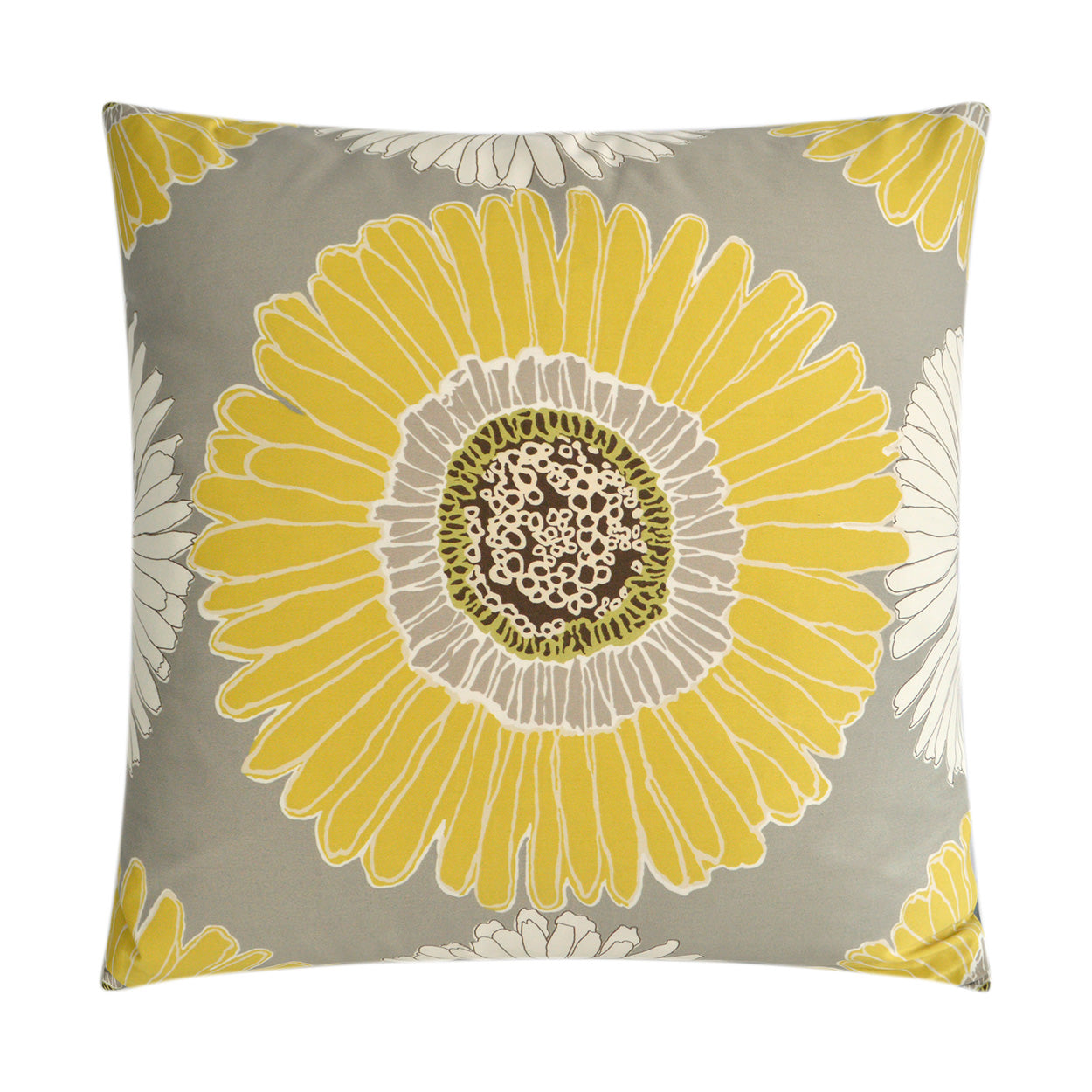 D.V. KAP HOME   24" x 24" Sunshine Pillow - Grey Floral    - 2085-G-2424