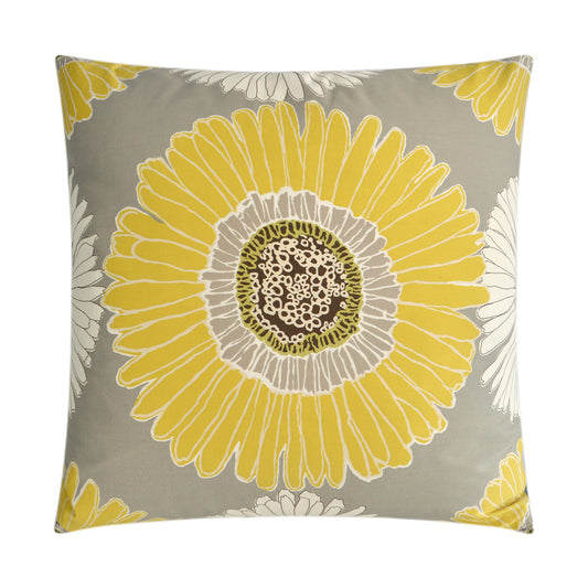 D.V. KAP HOME   24" x 24" Sunshine Pillow - Grey Floral    - 2085-G-2424