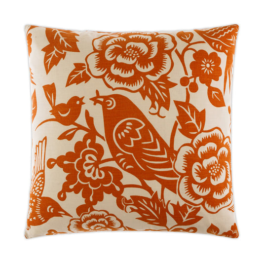 D.V. KAP HOME   24" x 24" Billybird Pillow - Tangerine Floral, Novelty    - 2105-T-2424