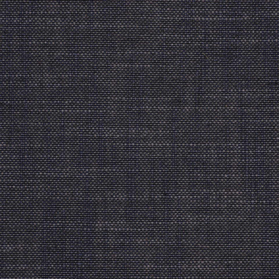 Dark navy denim-like woven upholstery fabric close-up with subtle texture and blue-black threads.