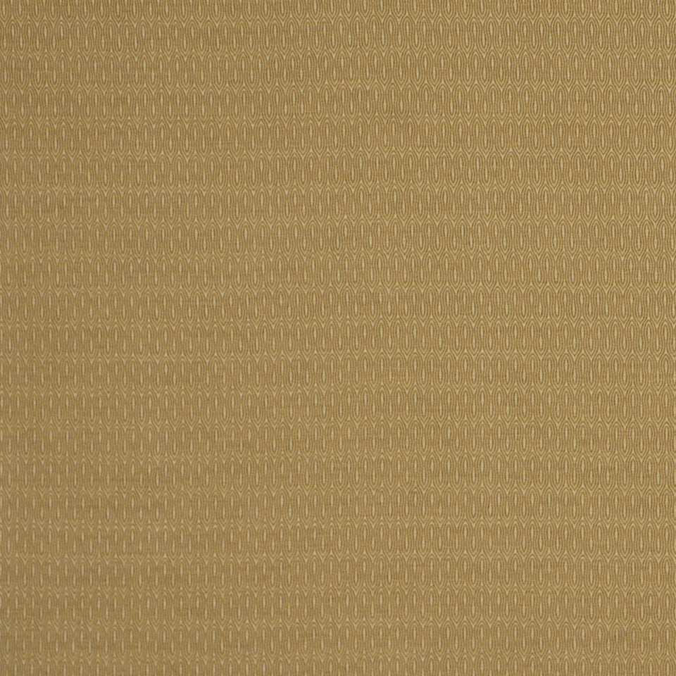 Golden tan fabric with a subtle repeating woven motif; soft upholstery textile for curtains, cushions & apparel.