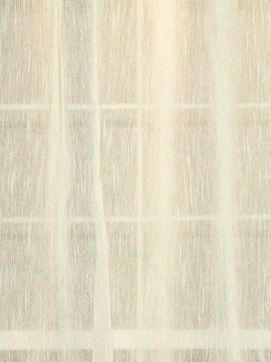 Cream sheer fabric with a subtle plaid grid pattern, lightweight window curtain material.