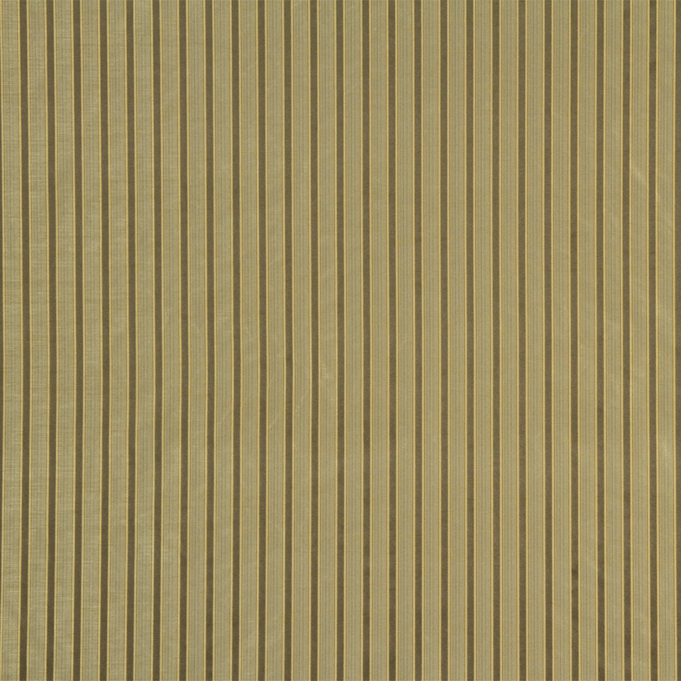 Striped fabric in olive green and gold-beige tones with narrow vertical stripes, textile-style pattern.
