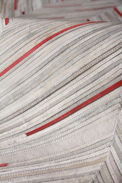 Natural hide rug, indoor, hand-stitched, 5' x 8'.