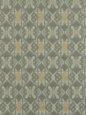 Geometric repeating pattern in slate/gray tones with beige/tan accents and symmetrical motifs.