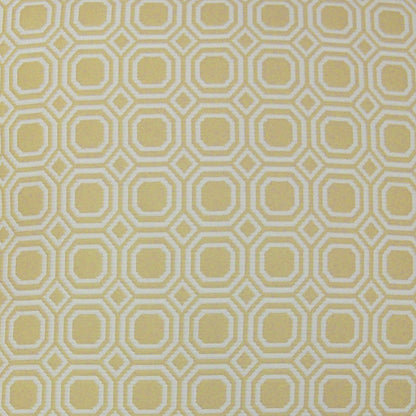 Yellow geometric pillow with cream and pale yellow octagon pattern, retro mid-century style; 24" x 24
