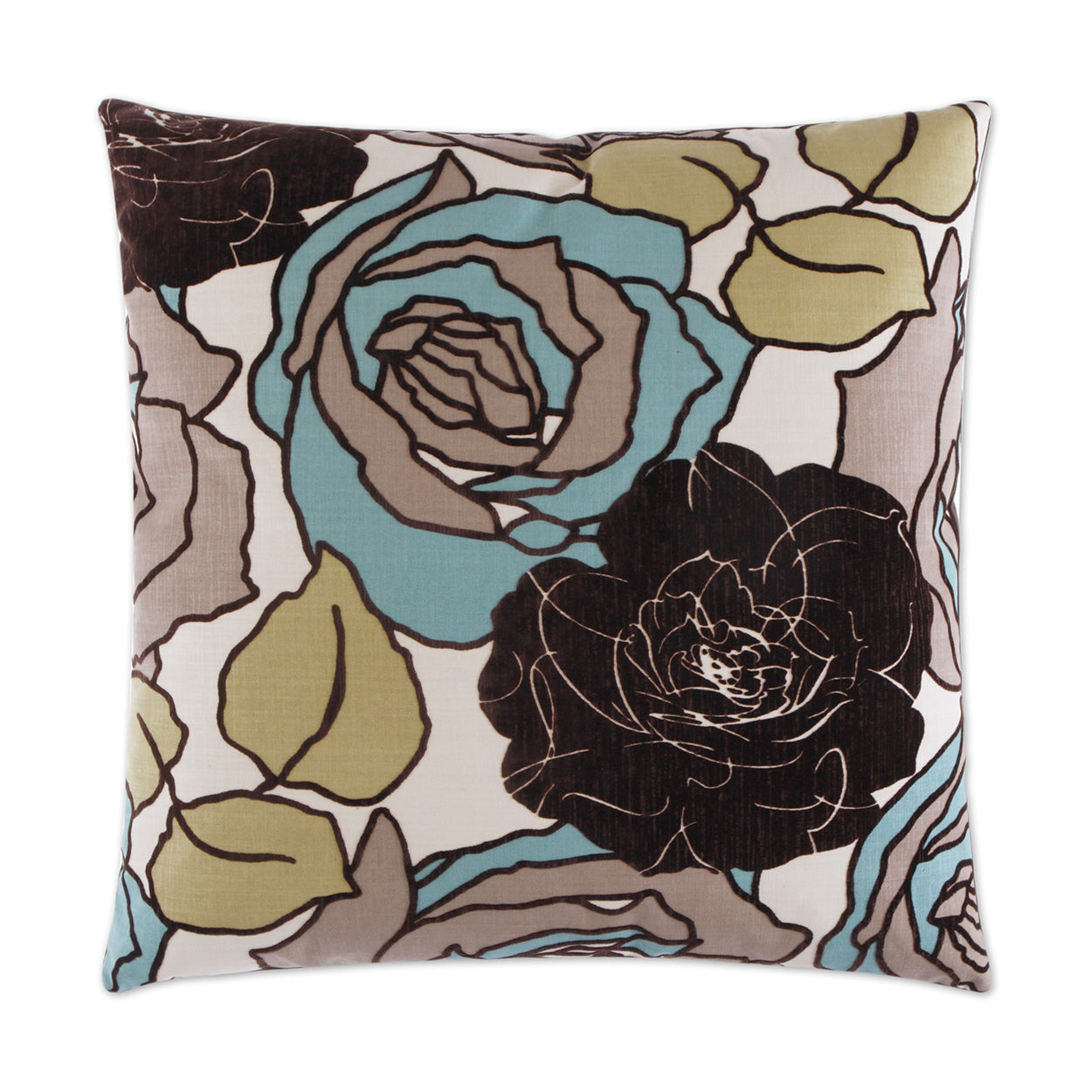 D.V. KAP HOME   24" x 24" Secret Garden Pillow - Celadon Floral    - 2150-C-2424