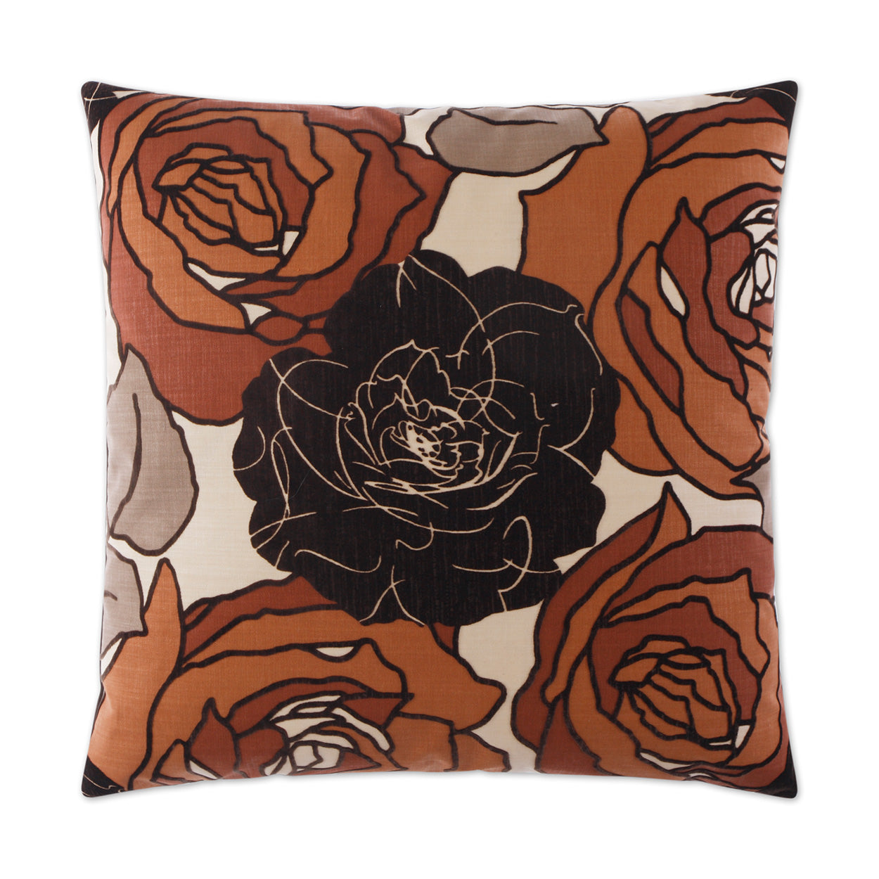 D.V. KAP HOME   24" x 24" Secret Garden Pillow - Mink Floral    - 2150-M-2424