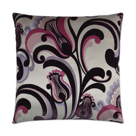 D.V. KAP HOME   24" x 24" Romanza Pillow - Aubergine Floral    - 2151-A-2424