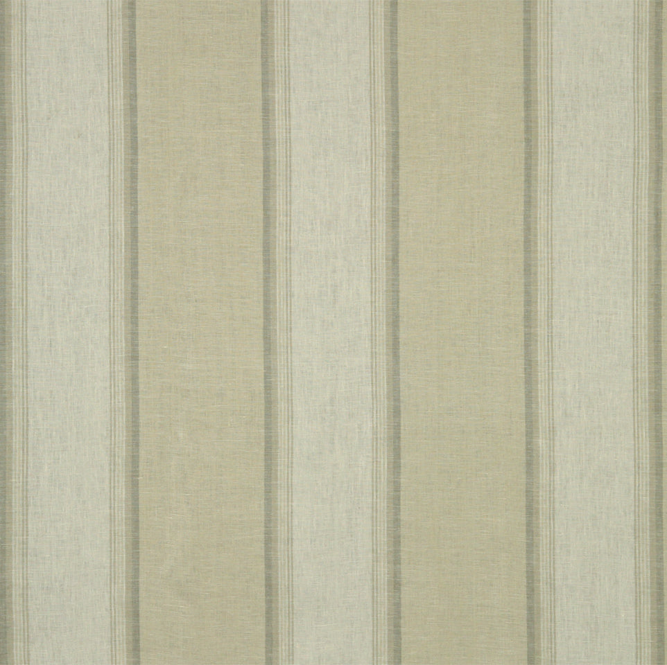 Vertical striped wallpaper in beige and ivory tones with subtle linen texture.
