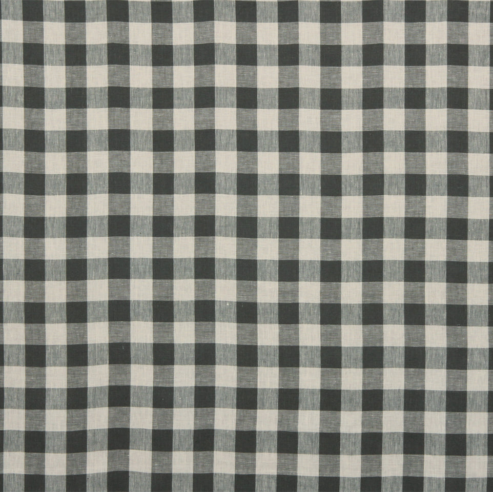 Charcoal Moyen Check fabric with a medium check pattern; multipurpose textile.