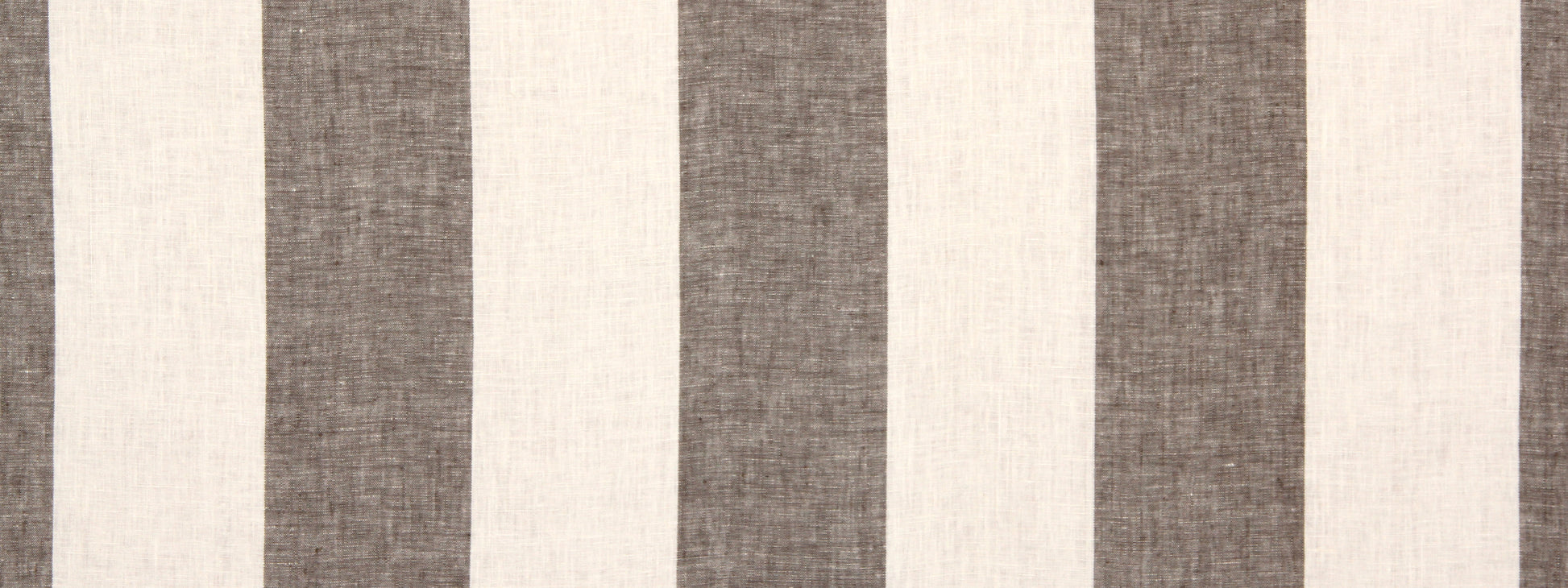 Beige and brown vertical striped linen-like fabric with bold alternating stripes.