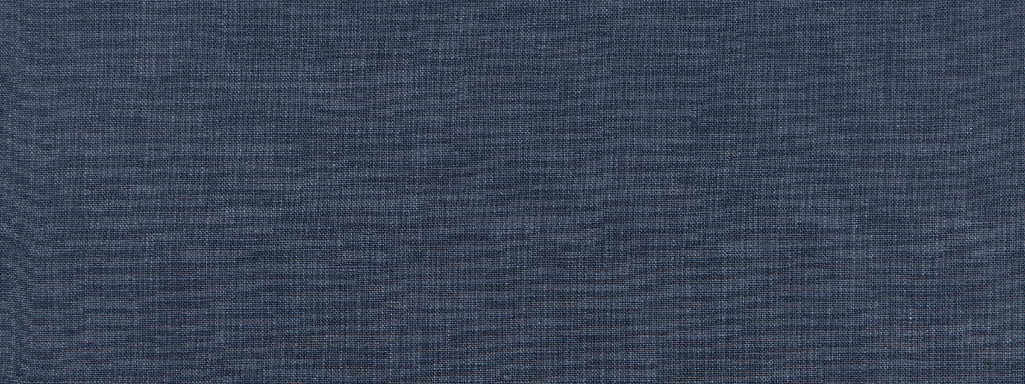 Solid navy blue fabric swatch with a linen-like woven texture.