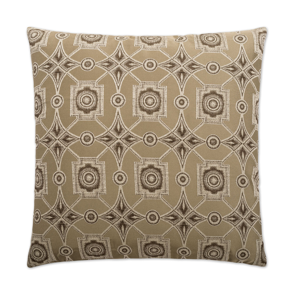 Gray oyster geometric square pillow, woven fabric.