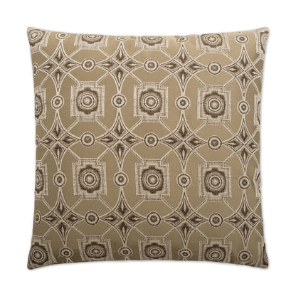 Gray oyster geometric square pillow, woven fabric.