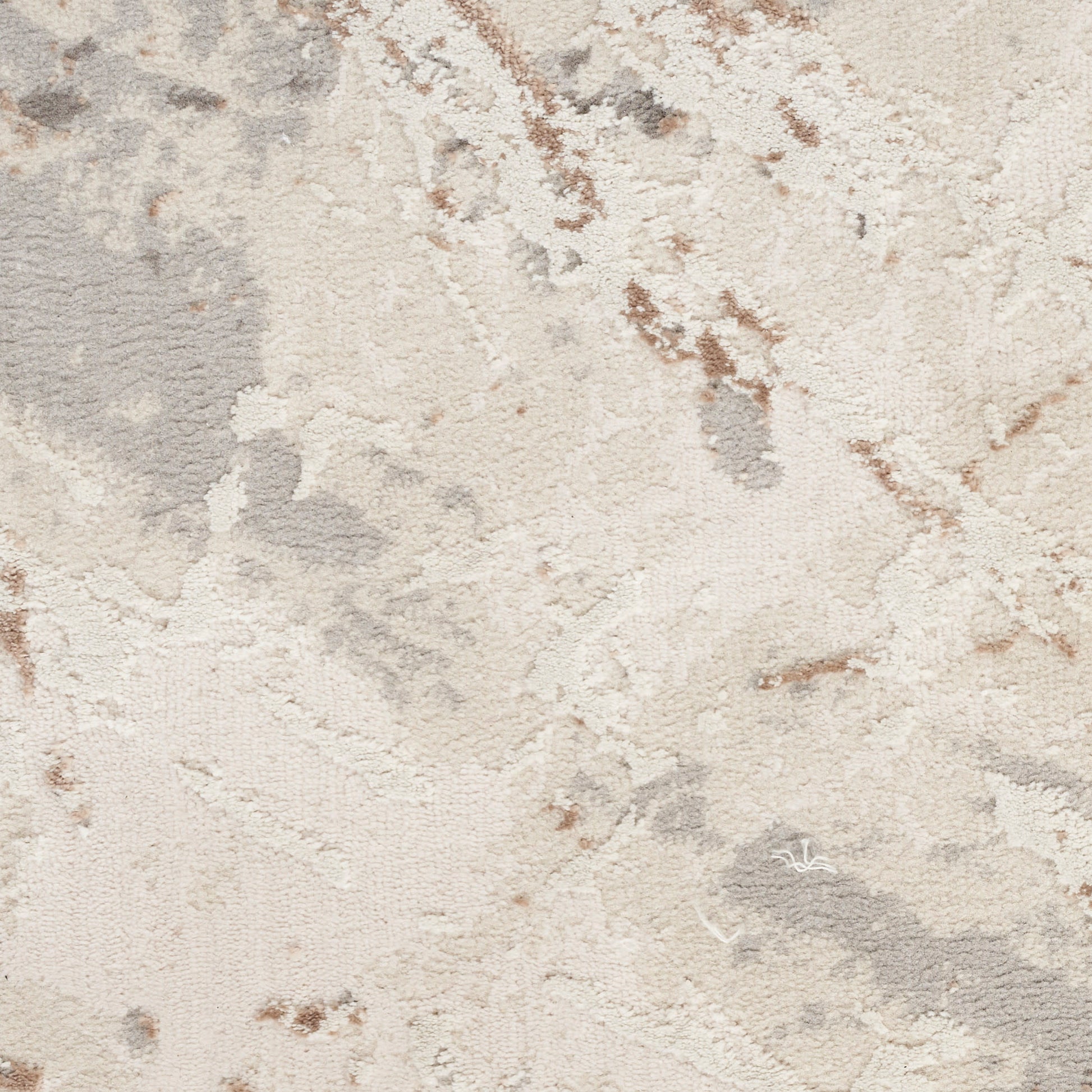Neutral beige abstract-pattern rug with plush pile in cream, gray and taupe tones