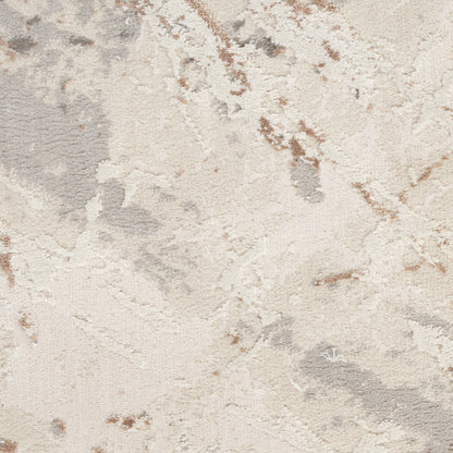 Neutral beige abstract-pattern rug with plush pile in cream, gray and taupe tones