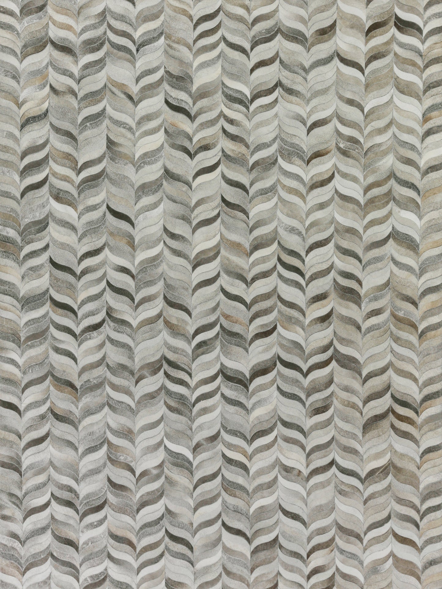 Neutral woven textile with vertical leaf-chevron stripes in beige, gray, taupe.