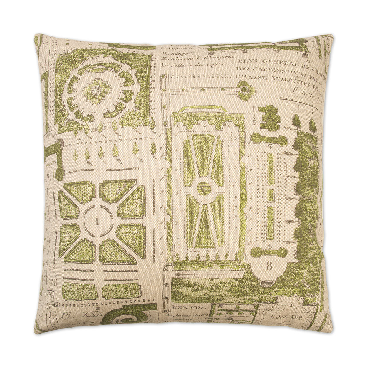 D.V. KAP HOME   24" x 24" Jardin Pillow - Green Novelty    - 2210-G-2424