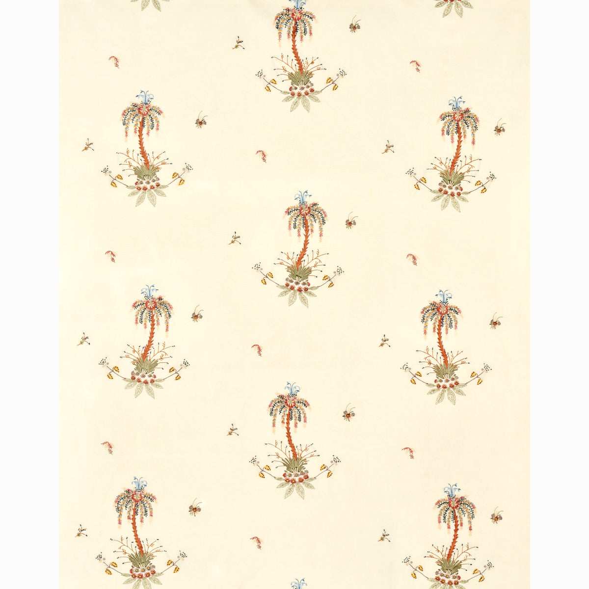 SCHUMACHER  PERENNIAL FAVORITES Royal Poinciana Hand Embroidery WOVEN WOVEN MULTI ON CREME   - 22140