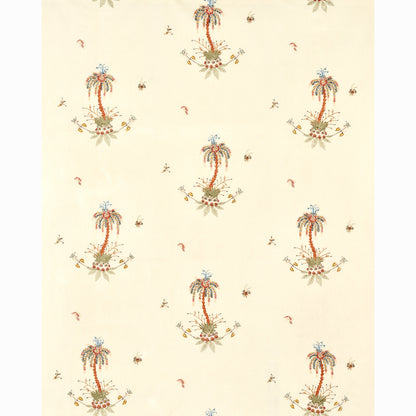 SCHUMACHER  PERENNIAL FAVORITES Royal Poinciana Hand Embroidery WOVEN WOVEN MULTI ON CREME   - 22140