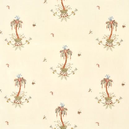 SCHUMACHER  PERENNIAL FAVORITES Royal Poinciana Hand Embroidery WOVEN WOVEN MULTI ON CREME   - 22140