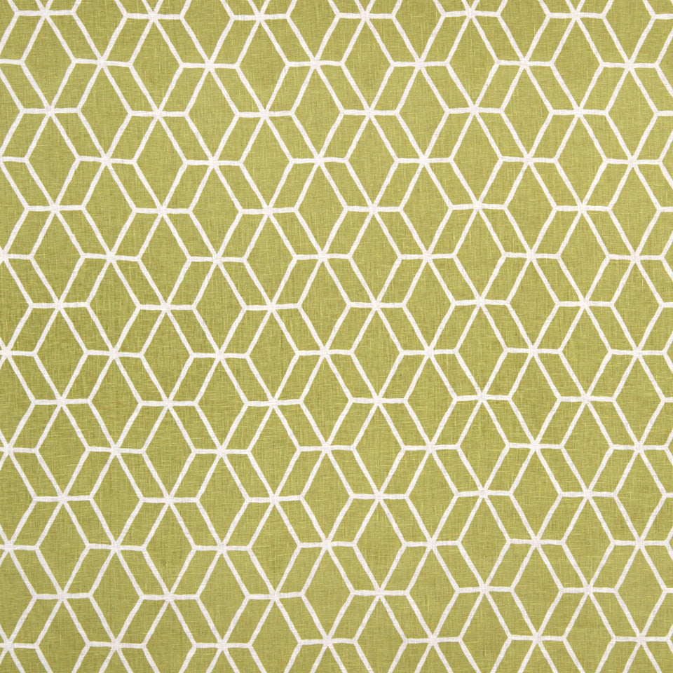 Olive square card on an olive geometric lattice backdrop with white lines; minimalist matte finish.