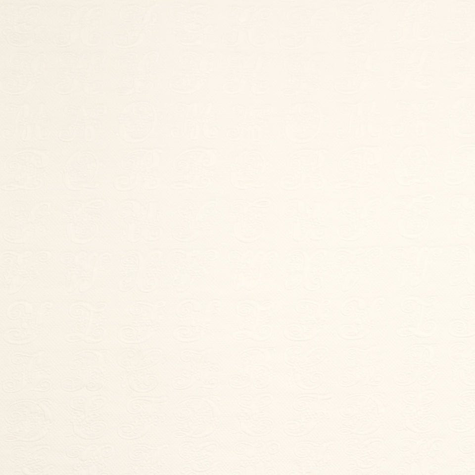 Cream textured wallpaper with a subtle damask scroll pattern.
