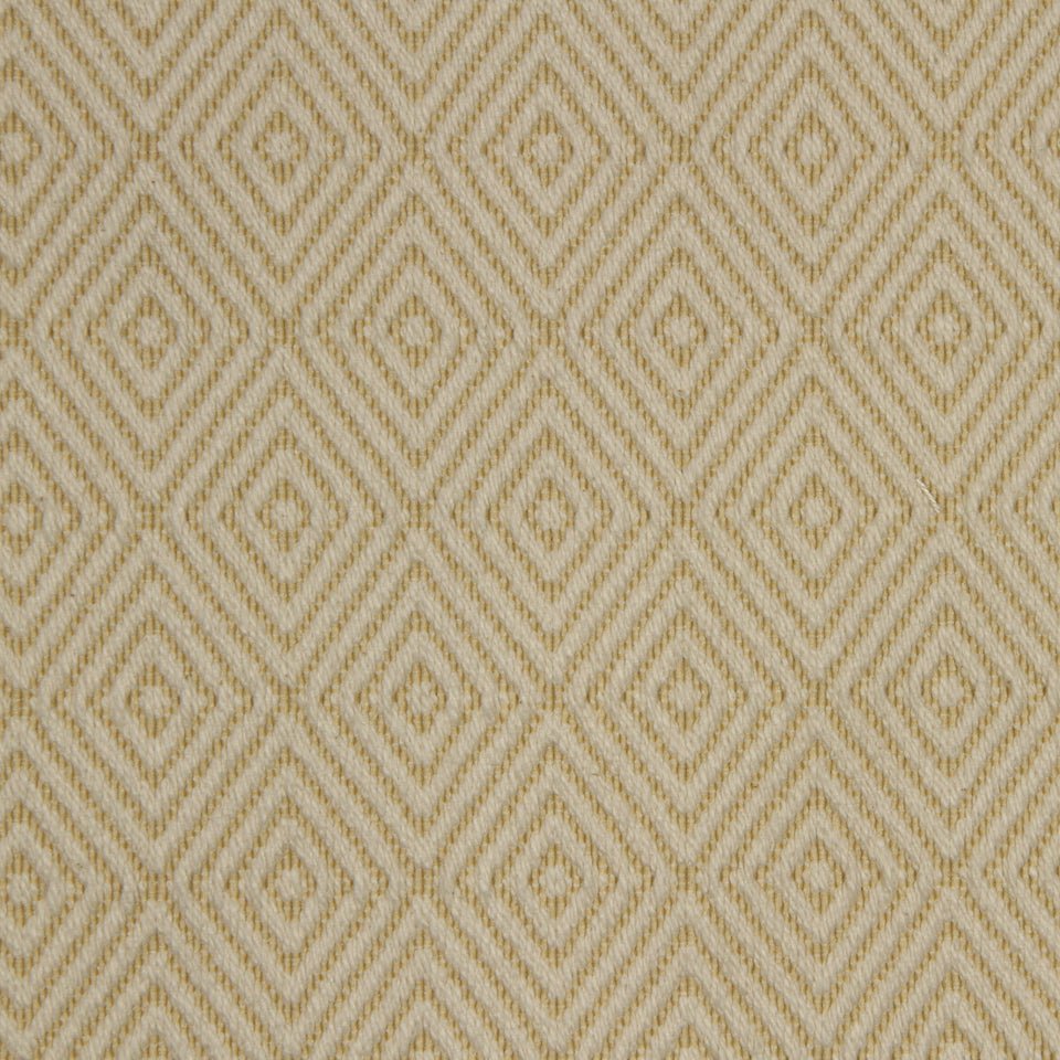 Beige woven fabric with a repeating tan diamond motif and chevron texture.