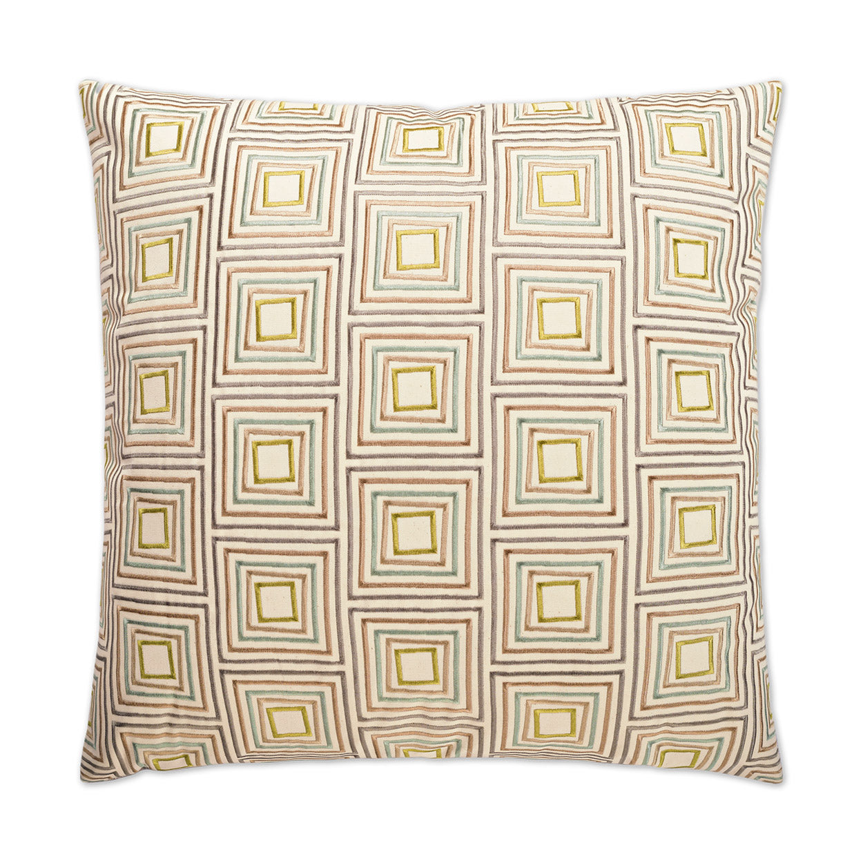 D.V. KAP HOME   24" x 24" Squared Off Pillow Embroidery, Geometric    - 2224-2424
