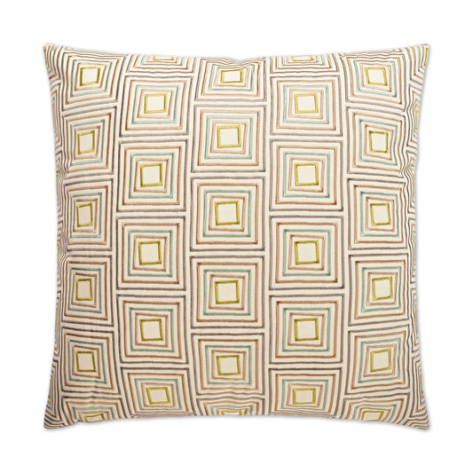 D.V. KAP HOME   24" x 24" Squared Off Pillow Embroidery, Geometric    - 2224-2424