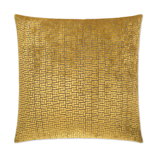 D.V. KAP HOME   24" x 24" Jenga Pillow - Gold Geometric    - 2227-G-2424