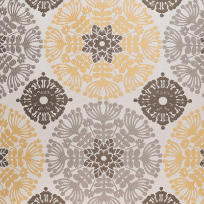 Pillow with beige, taupe & mustard damask floral medallion pattern; Nutella Floral, 24" x 24