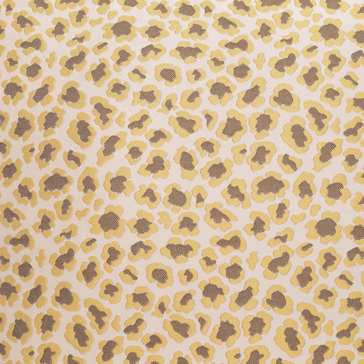 Leopard print fabric with warm tan background and brown-yellow spots, soft textured textile for clothing.